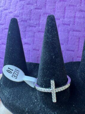 White Gold Filled Cross Ring with AAA CZ Size 10 - NWT